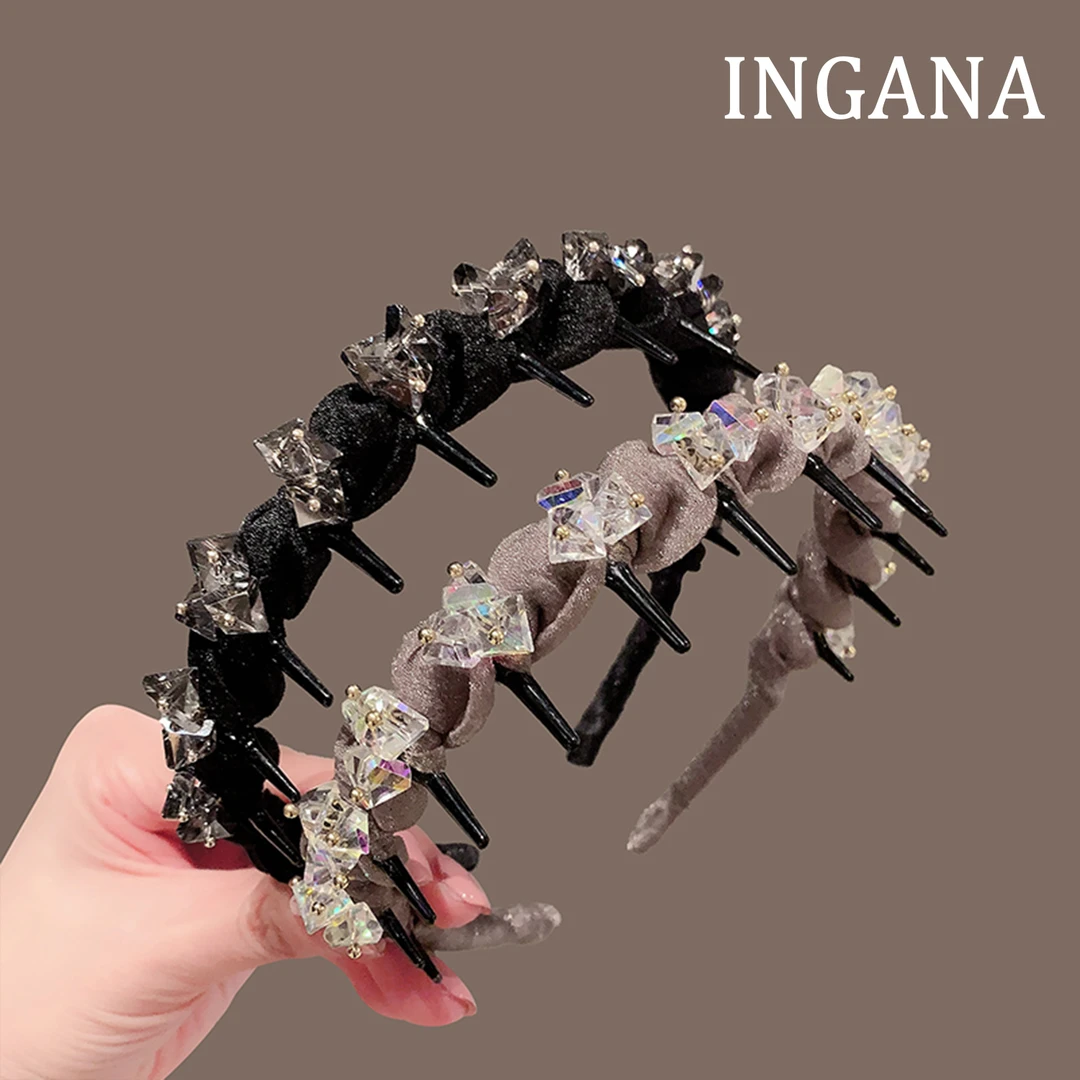 高级感气质水钻发箍女碎发整理神器带齿防滑波浪发卡头箍发卡头饰