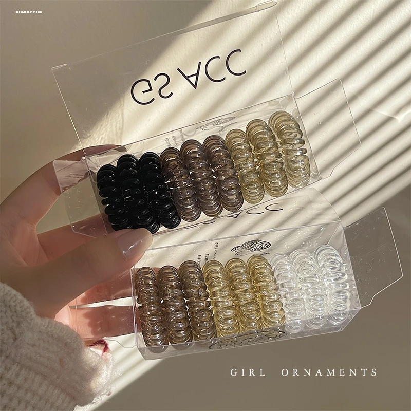 电话线发圈女黑色弹簧橡皮筋无痕高颜值头绳小皮套扎头发线圈发绳