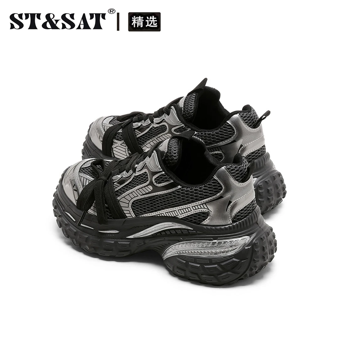 星期六巴黎复古厚底轮胎老爹鞋冬季女款小个子增高潮流休闲运动鞋