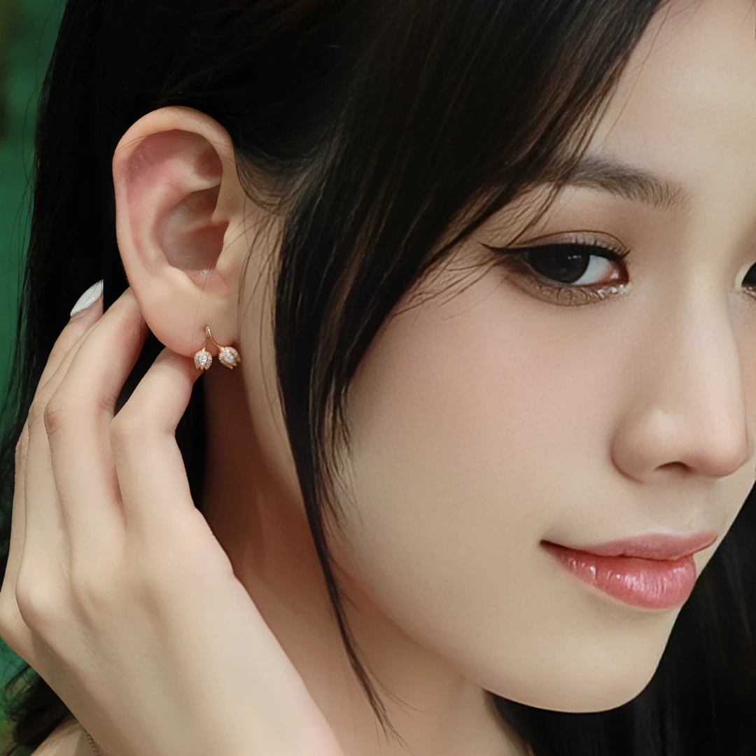 925银合成锆石耳饰 铃兰花耳钉 轻奢气质 百搭精致 网红小巧 女款