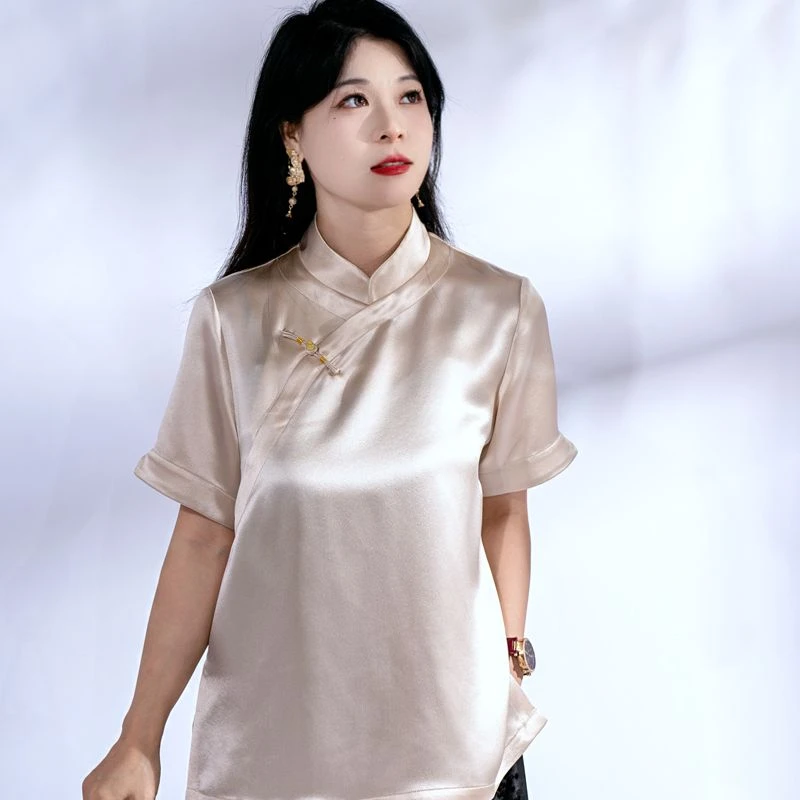 蓝大【香榭里】醋酸短袖上衣6410