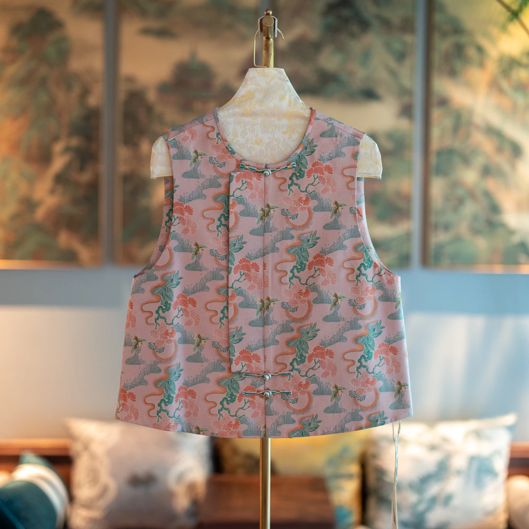 蓝大【飞鹤】桑蚕丝宋锦马甲6200