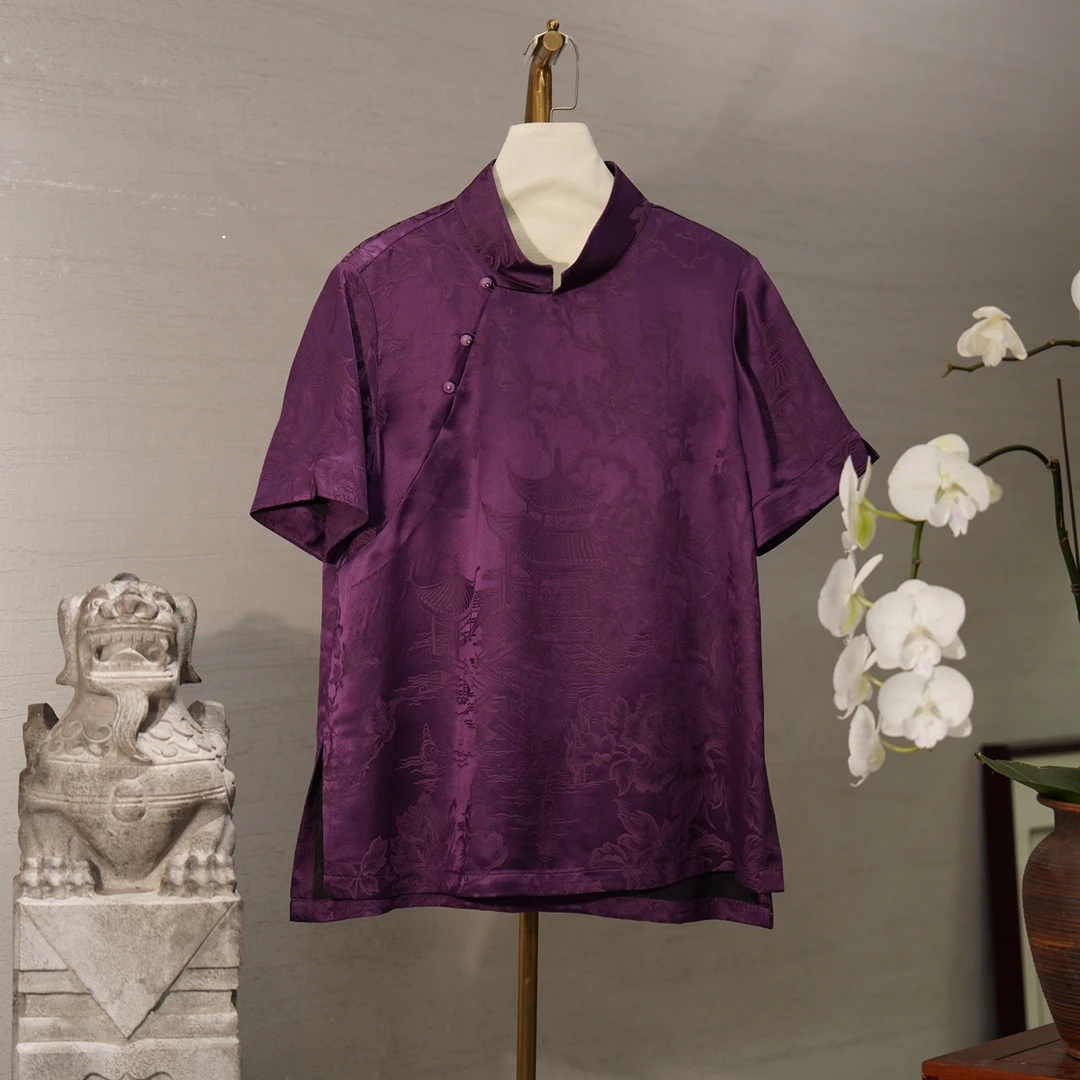 蓝大【稚北】桑蚕丝短袖上衣6207