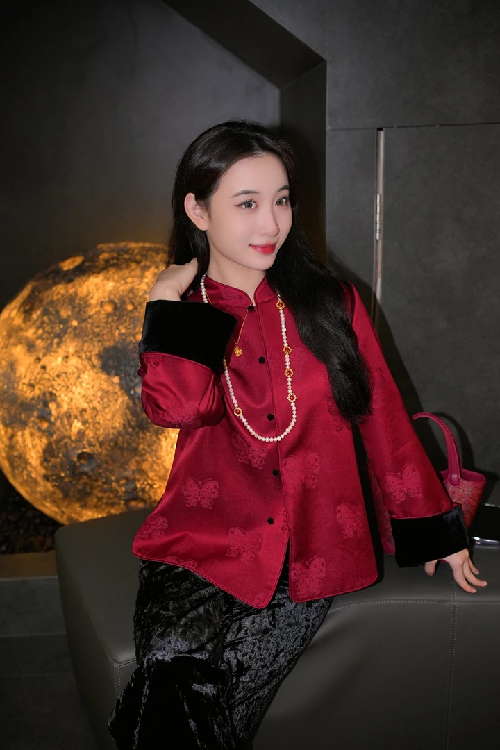 蓝大【百蝶归】新中式国风长袖开衫外套6850