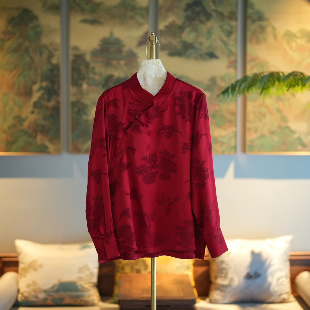 蓝大【青禾】桑蚕丝新中式长袖上衣7295