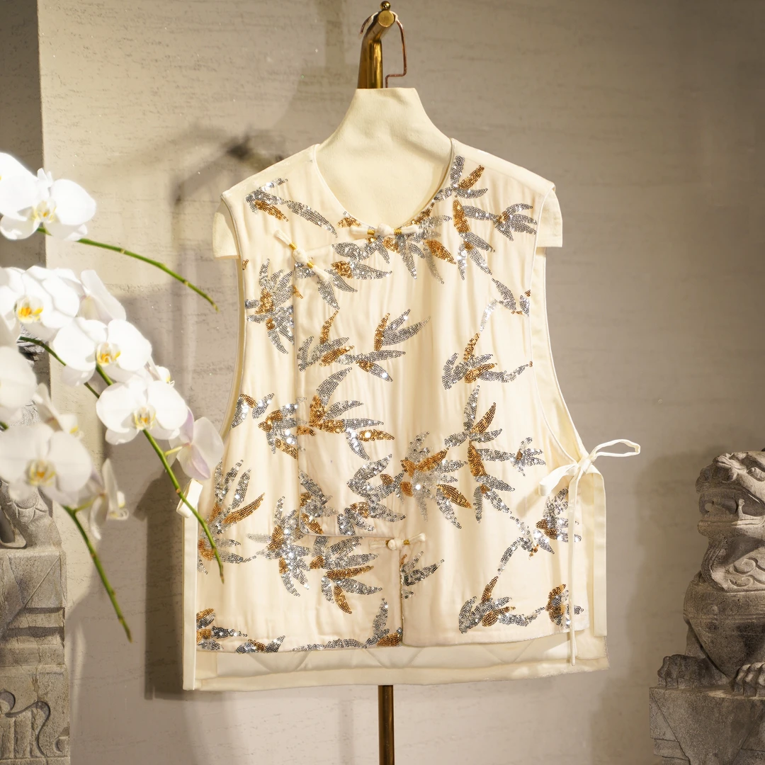 蓝大【碧水云】桑蚕丝马甲F9654