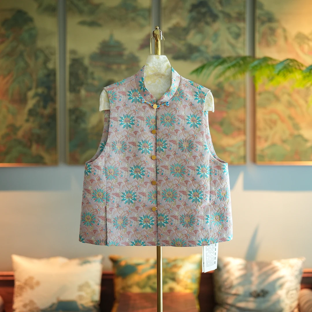 蓝大【殃樾晨】文艺桑蚕丝马甲6067