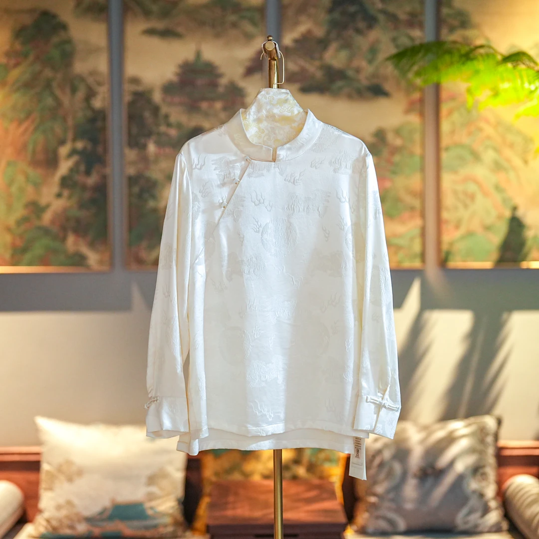 蓝大【云上】桑蚕丝新中式长袖上衣9969时尚百搭（莹莹）