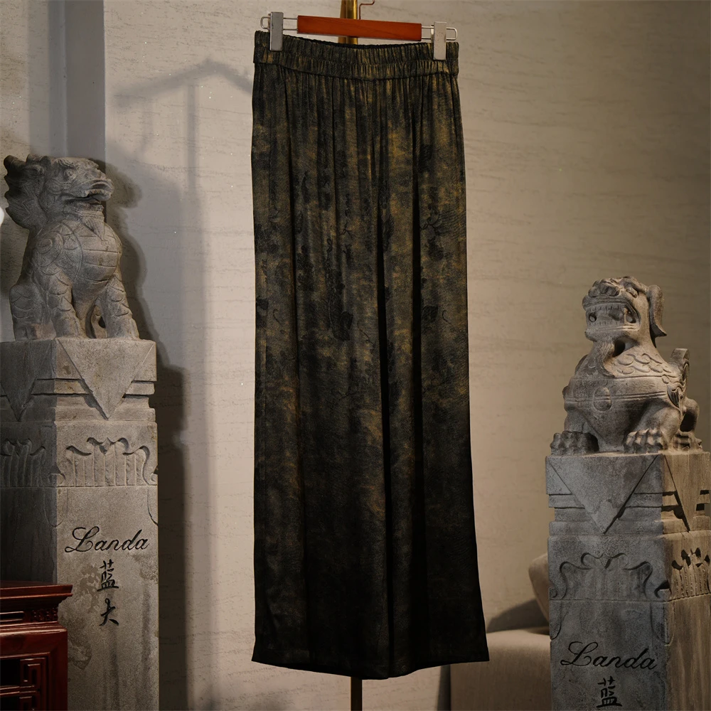 蓝大【依云】醋酸直筒裤9980时尚休闲复古女士百搭气质