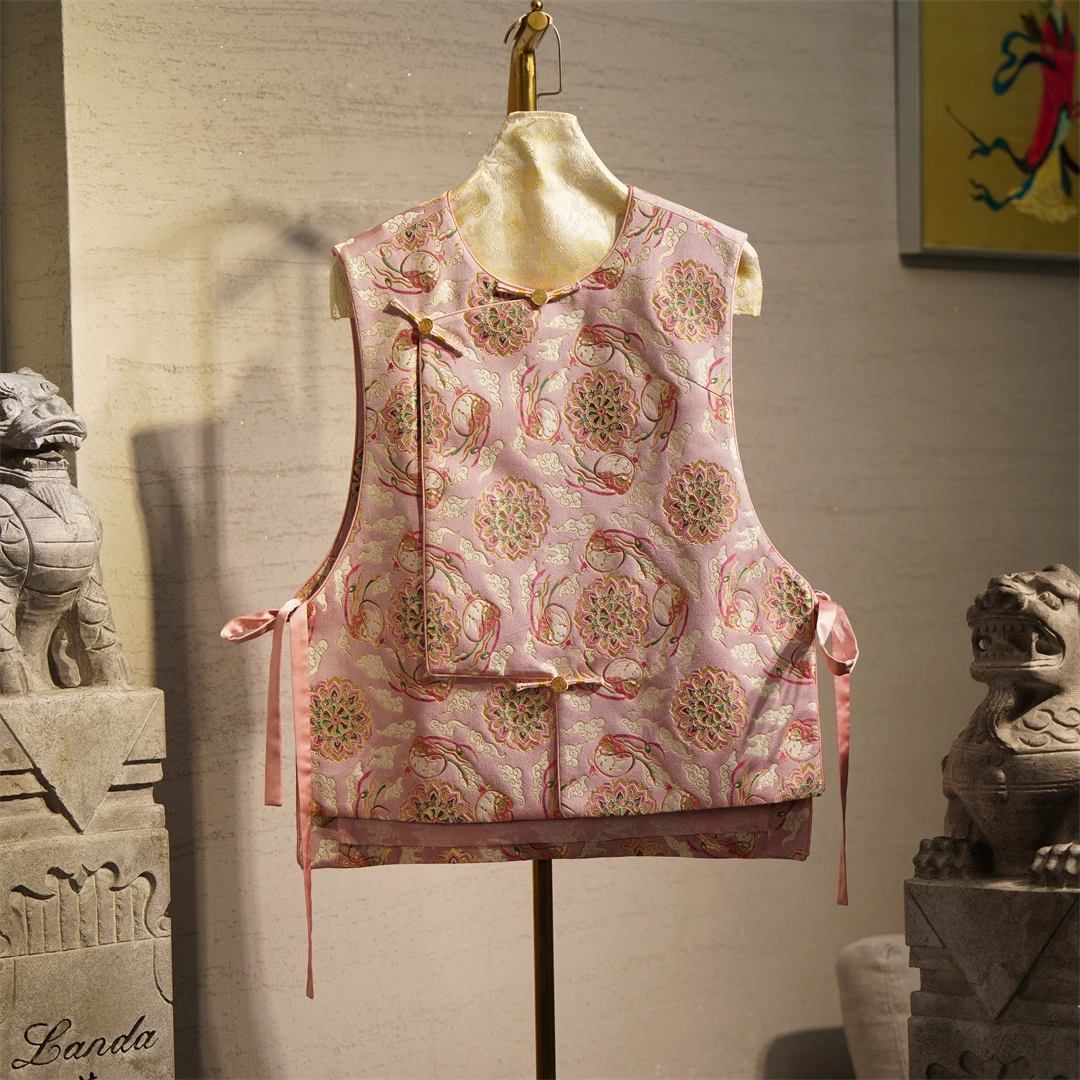 蓝大【忆昔】桑蚕丝网红马甲提花双面女士大花9941中国风民族风