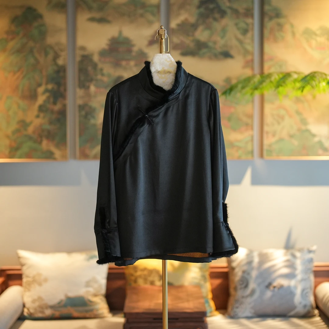 蓝大【初海】桑蚕丝国风长袖上衣7230