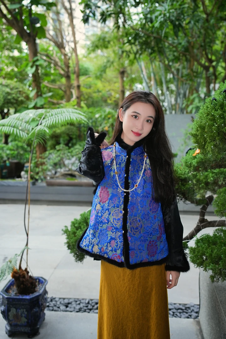 蓝大【夏柔】桑蚕丝国风新中式马甲7287