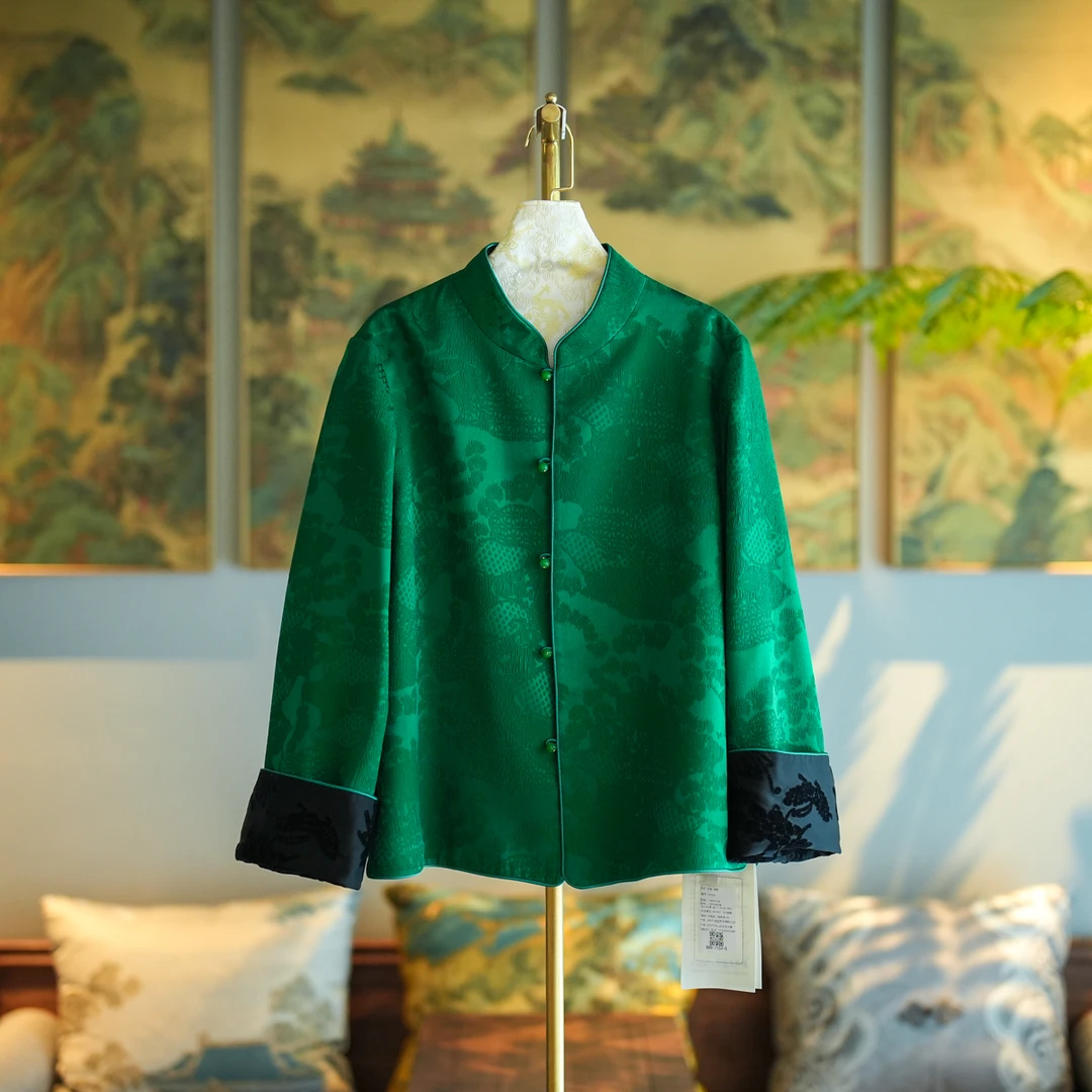 蓝大【绿盈】桑蚕丝新中式对襟外套7154
