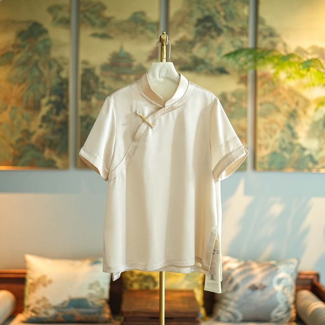 蓝大【香榭里】醋酸短袖上衣6410