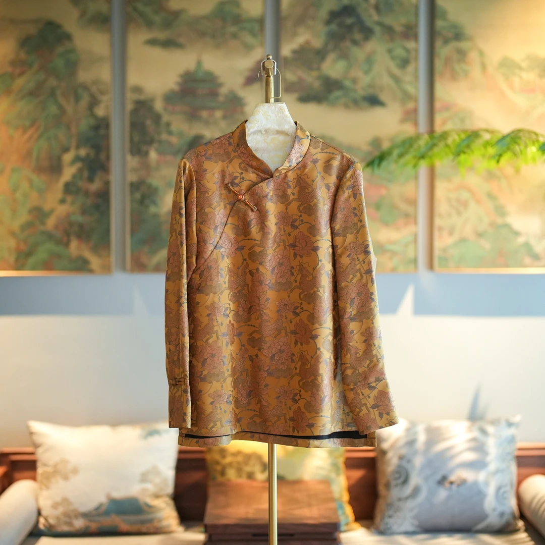 蓝大【半柔】桑蚕丝国风新中式长袖上衣7222