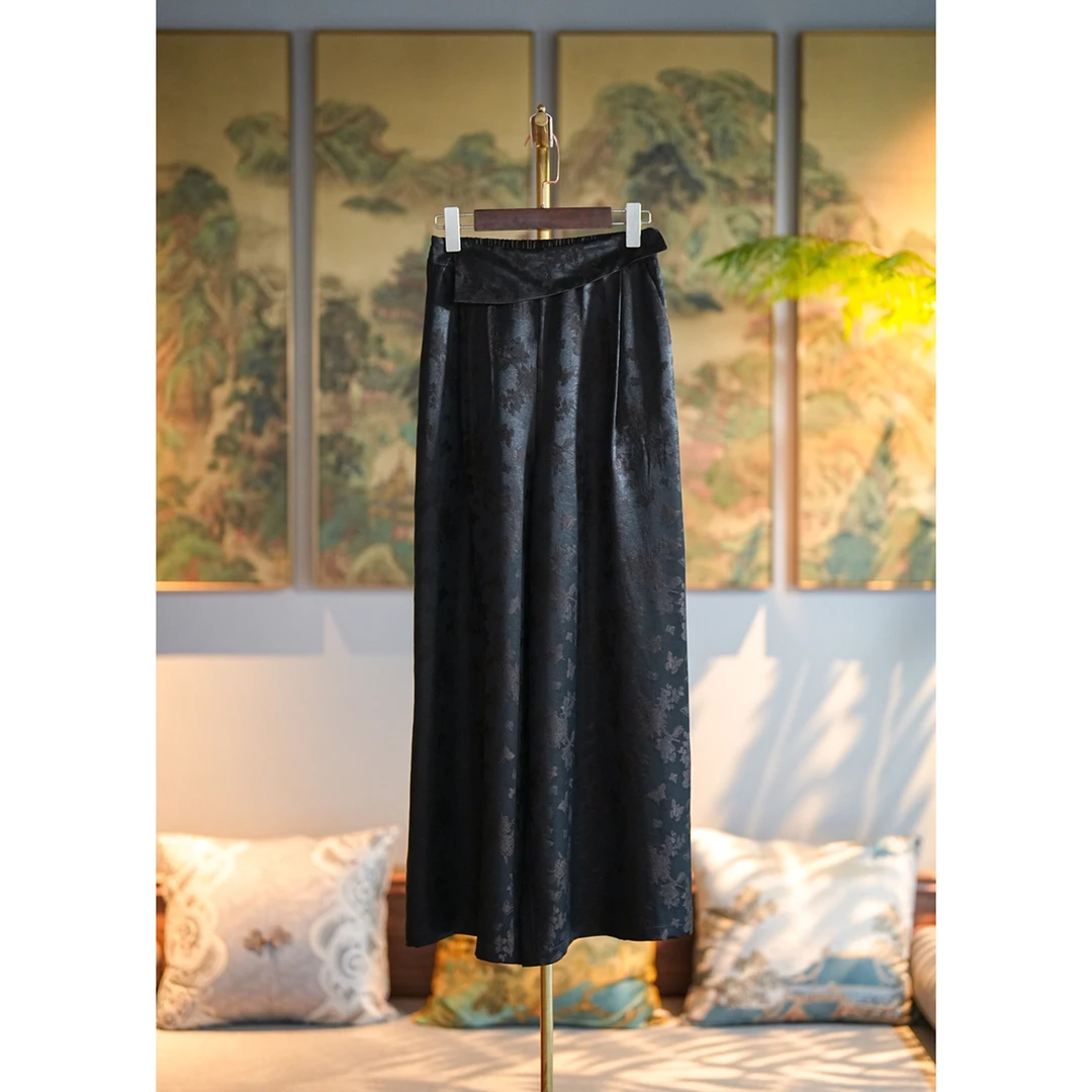 蓝大【初尘】桑蚕丝阔腿休闲裤6744（莹莹）