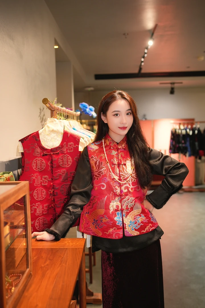 蓝大【蝶梦】新中式国风桑蚕丝马甲7151