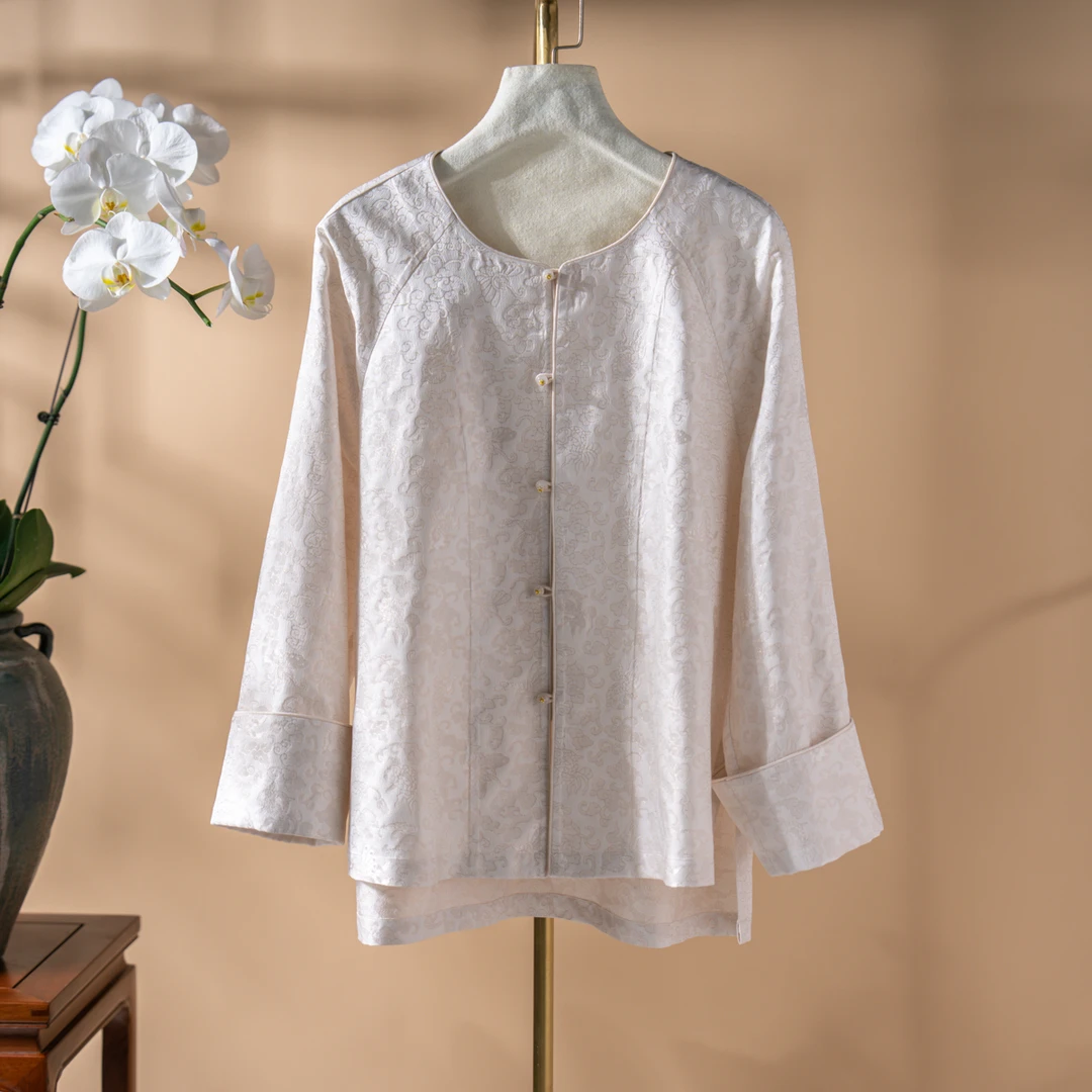 蓝大【淡雅】桑蚕丝长袖上衣外套6353