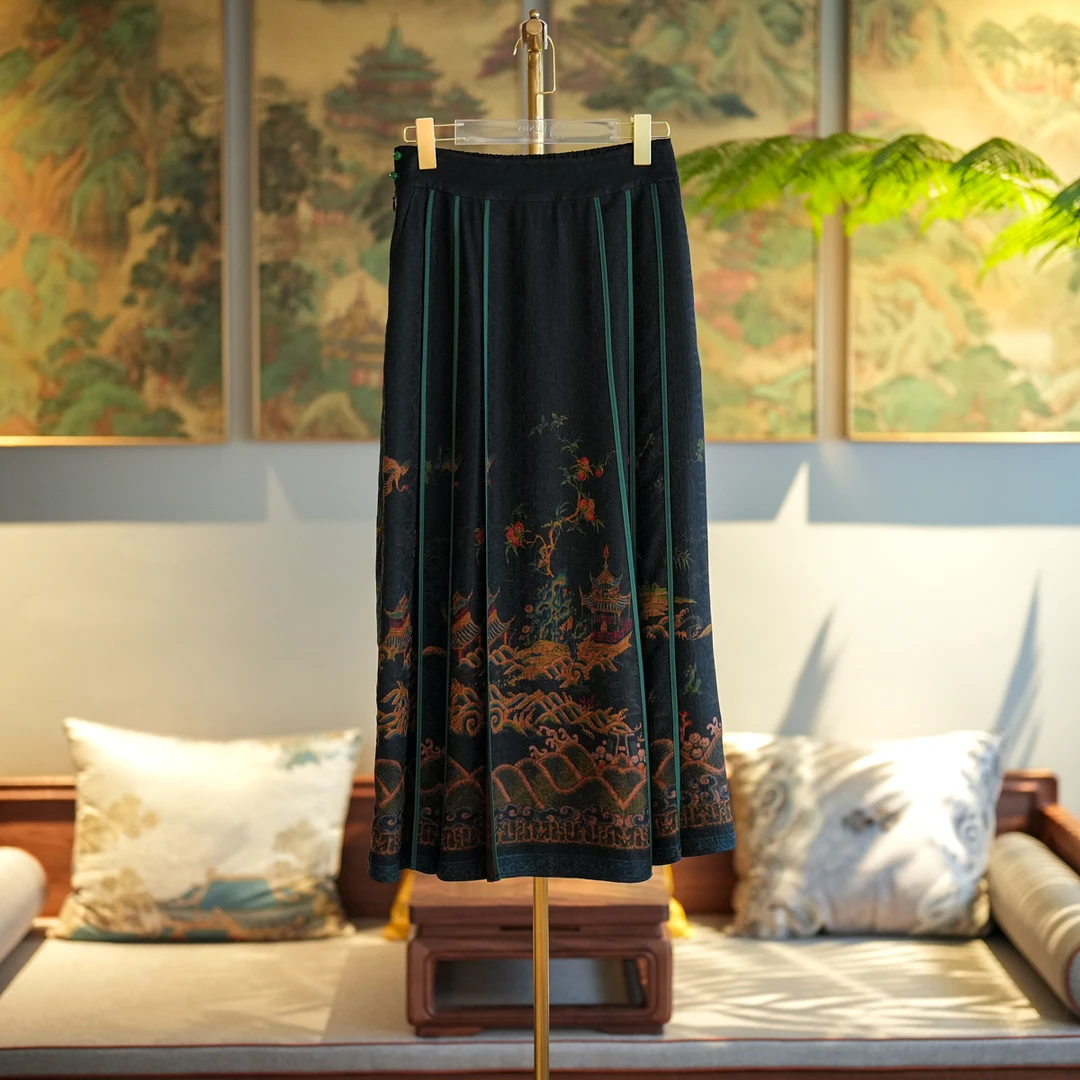 蓝大【凛冬】新中式桑蚕丝马面裙7005