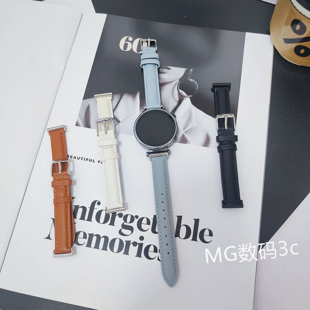 适用于华为GT4女款极简细款小牛皮GT3真皮watch替换表带