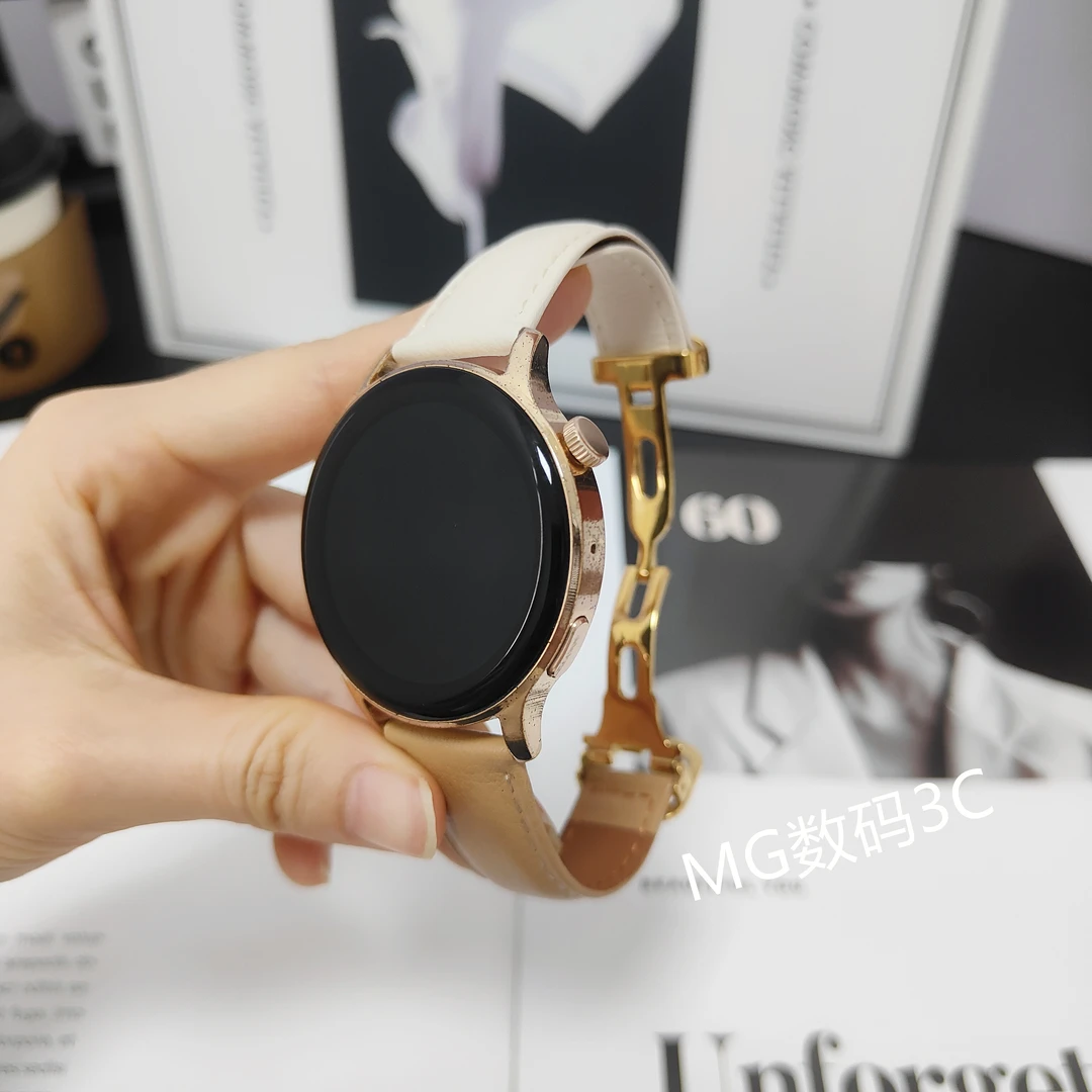 适用于华为GT3女款森系20mm真皮日字扣表带柔软替换GT2