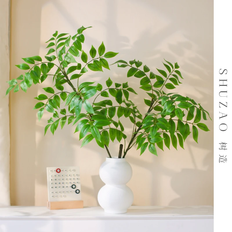南天竹手感仿真花陶瓷花瓶现代简约玄关客厅电视柜落地花艺摆件