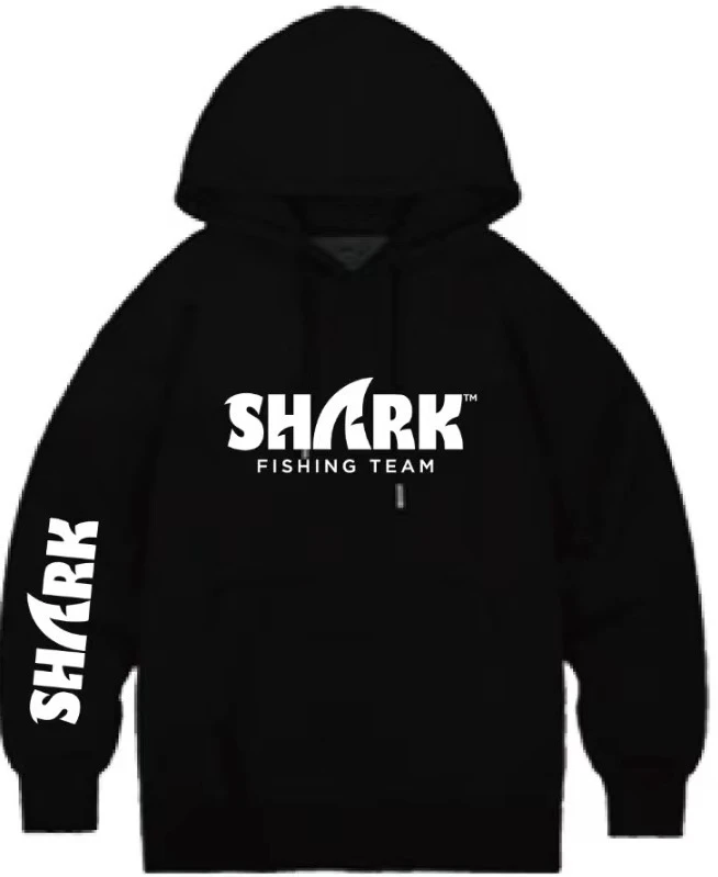 韩国SHARK卫衣钓鱼加绒加厚休闲运动长袖宽松黑色潮流连帽衫