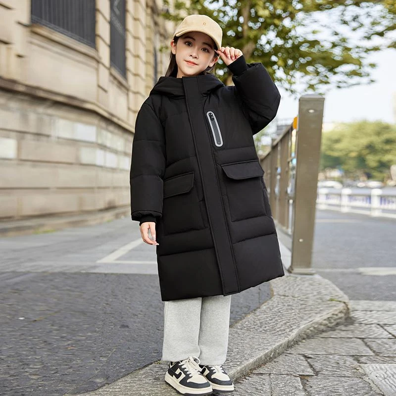 巴拉巴拉2024冬季新款工装风防寒白鸭绒羽绒服中长款防寒加厚男女