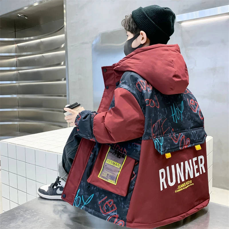 儿童装男童冬装棉服2025新款中大童棉衣冬季男孩加厚外套加绒棉袄