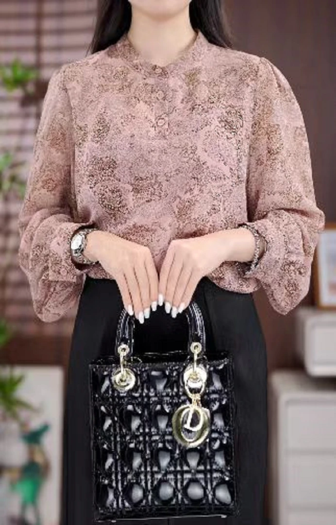 高端时尚长袖碎花衬衫女显瘦气质新款衬衣Y016