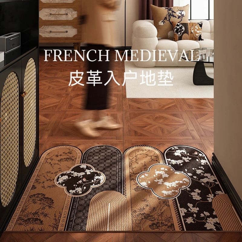 中古法式皮革地垫入户门垫进门口脚垫家用玄关地毯耐脏PVC可擦洗