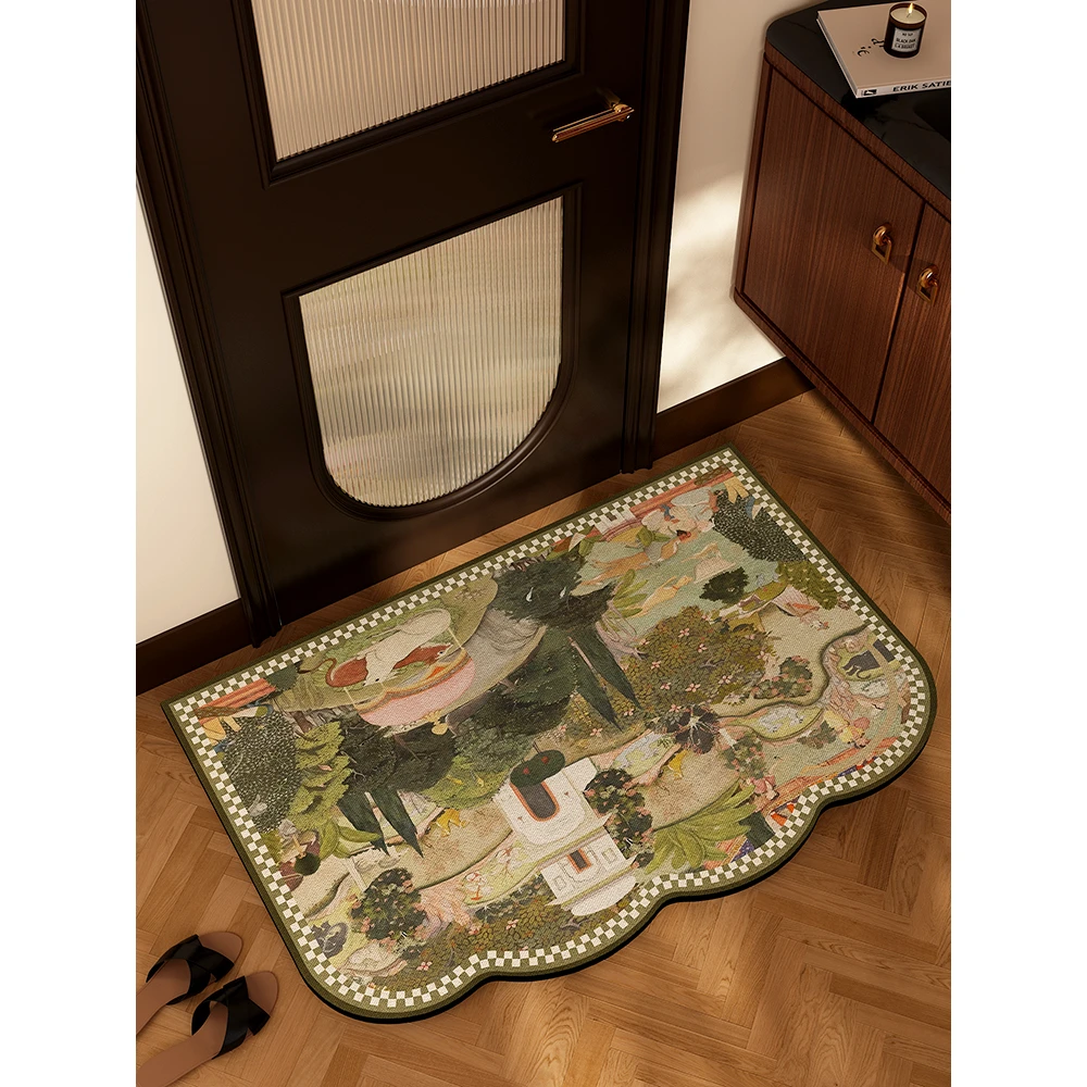 美式复古浴室地垫卫生间门口吸水防滑脚垫硅藻泥家用垫子速干门垫