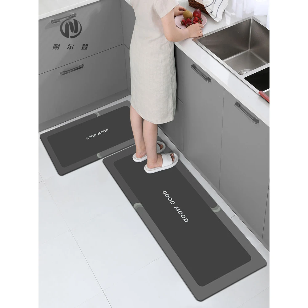 灰色厨房地垫家用硅藻泥吸水软垫防滑防油耐脏脚垫子可擦免洗地毯