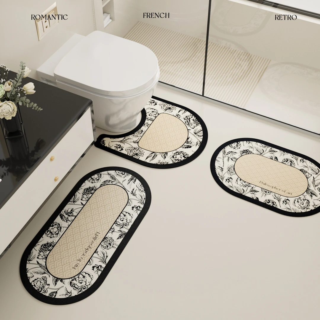 家用卫生间吸水防摔门垫马桶脚垫硅藻泥进门浴室柜地垫门口防滑垫