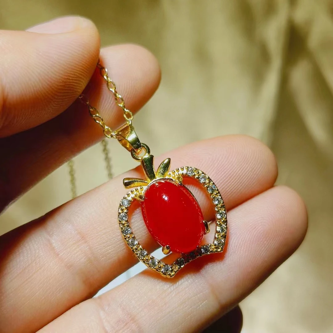 【新店福利】冰透红玉髓小苹果吊坠女款清新气质个性百搭多样性发货