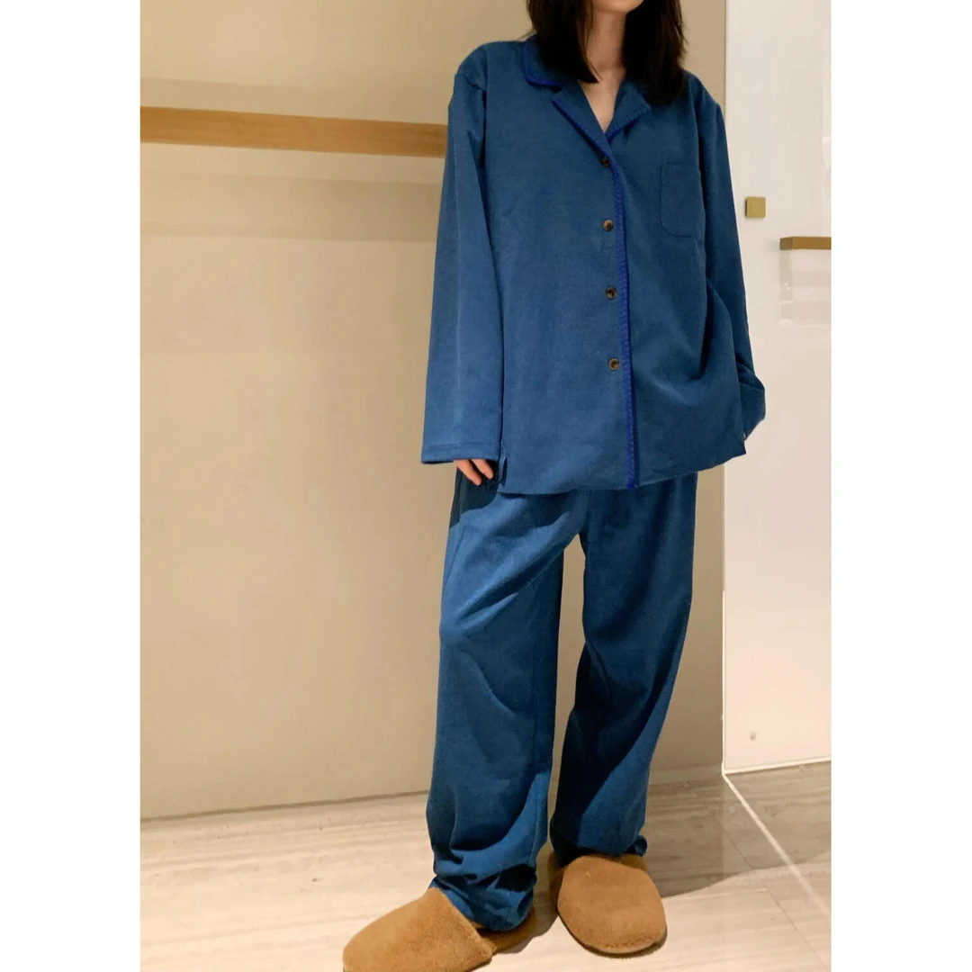 【简约纯色】ins女款德绒睡衣女秋冬季保暖2024新款家居服套装冬