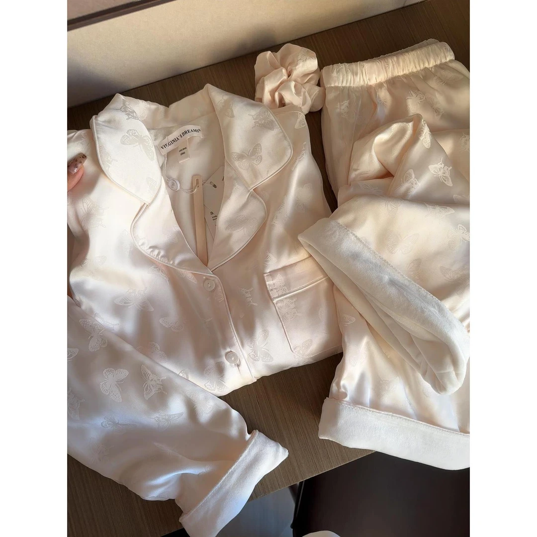 【蝴蝶印花】韩系高级感纯欲少女睡衣女网红款冬季新款家居服套装