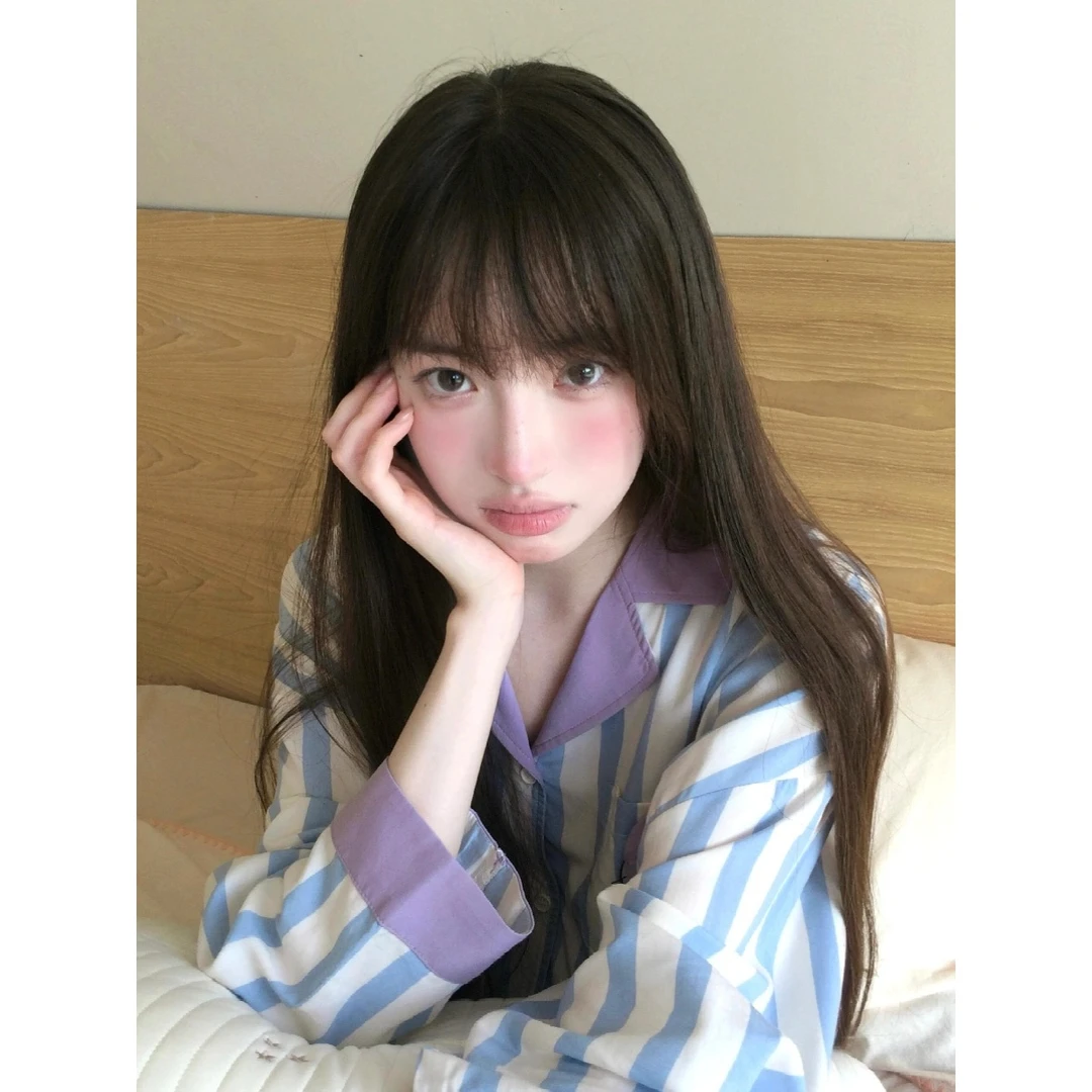 【奶蓝凯蒂猫】网红可爱条纹印花可外穿睡衣女套装秋款显瘦家居服