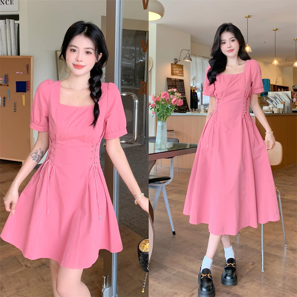 大码女装法式气质胖MM连衣裙女2025新款小众收腰显瘦长款裙子韩版