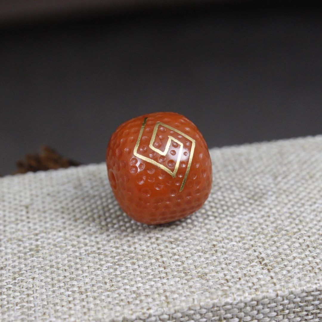 一物一图保真南红玛瑙陨石坑老型桶珠墩子满肉柿子红凉山瓦西隔珠