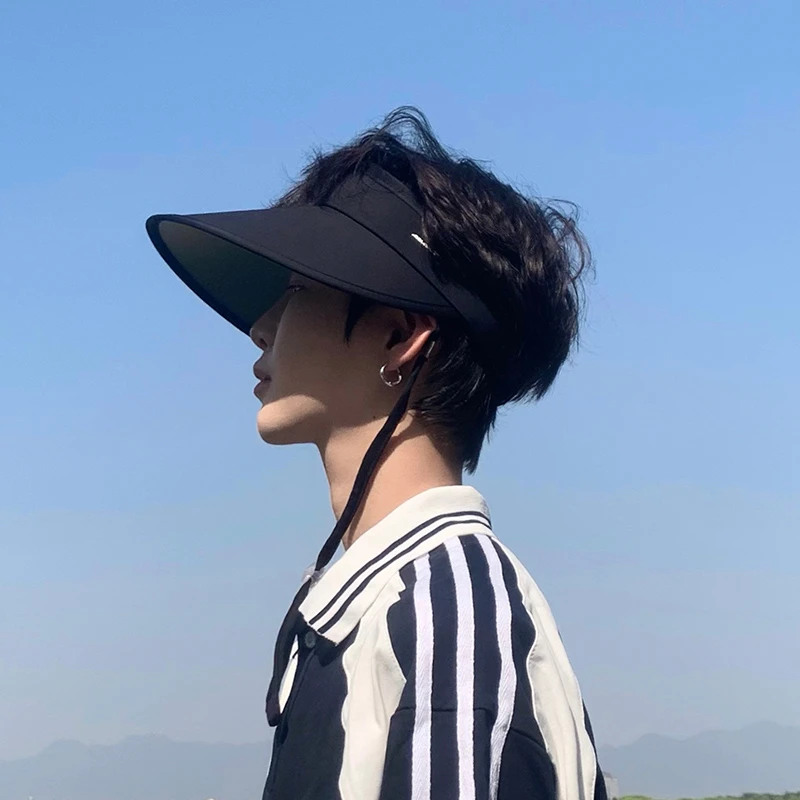 大帽檐防晒帽男款夏季遮阳帽户外男士空顶男生帅气遮脸太阳帽夏款