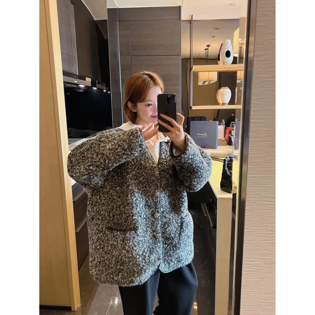 xxxwxz王希之  韩系墨菲斯时尚杂色百搭加厚保暖外套#Z1184