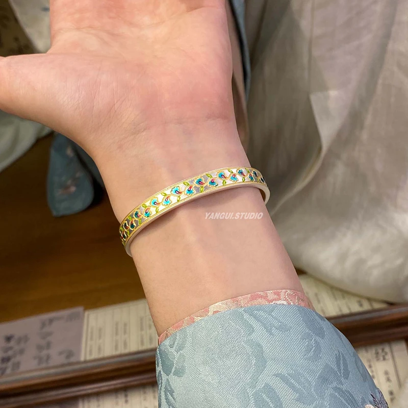 足银手镯 yangui燕归【青亭玉立】足银999.9手镯女28g左右