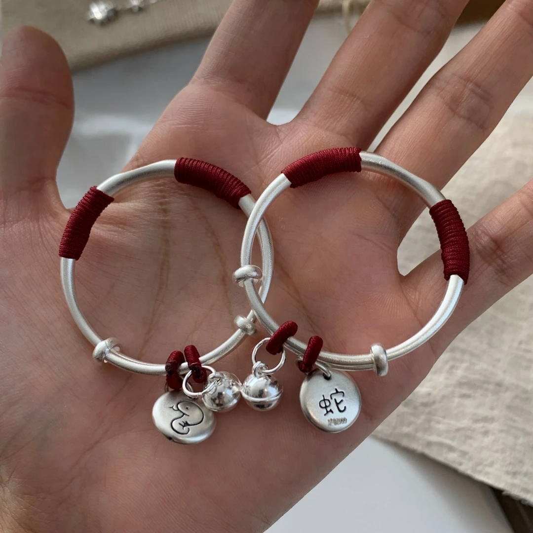 足银手镯 燕归新年限定 “蛇宝宝平安喜乐镯”足银999.9 可调节