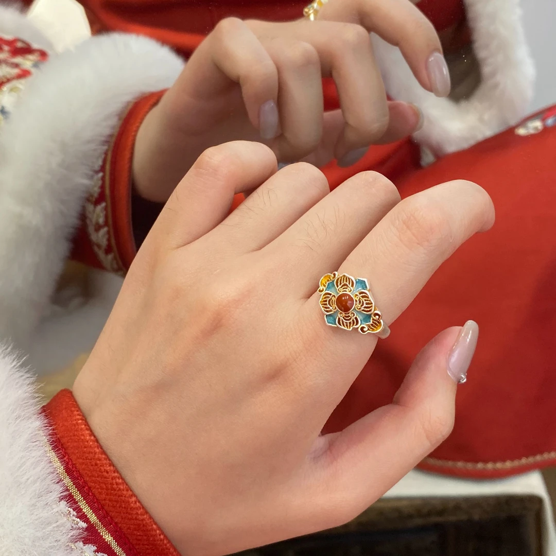 足银珐琅戒指 燕归 yangui 延禧宫 足银999.9宫廷戒指