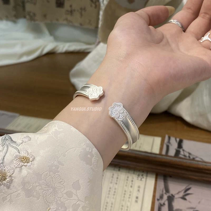 足银手镯 yangui燕归【如意结】足银999新中式国风手镯女37g左右