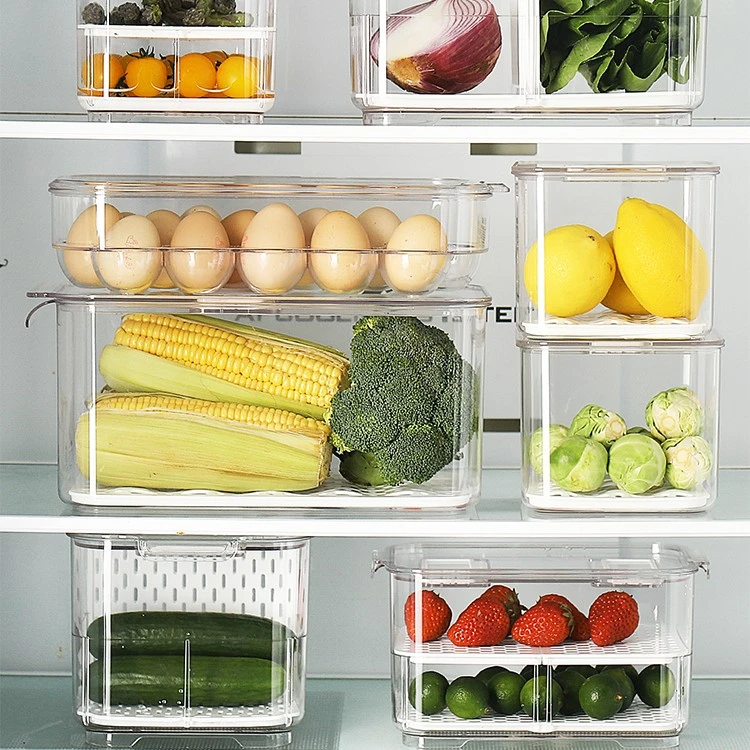 冰箱收纳盒水果蔬菜保鲜盒密封盒子厨房食品塑料沥水冷冻盒