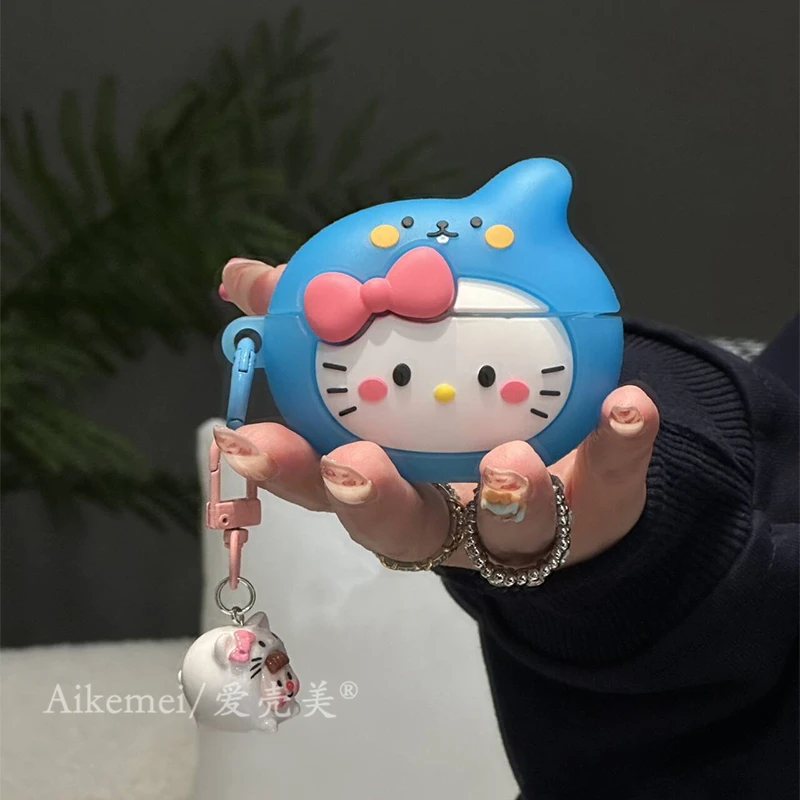 适用华为Freebuds5保护套6i卡通酷儿头套kitty猫freebuds4e带挂件