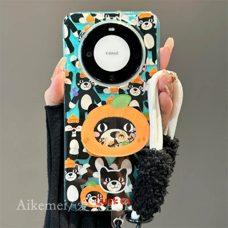 适用华为mate60pro+手机壳可爱卡通pura70pro+吉利猫摇摇乐支架女