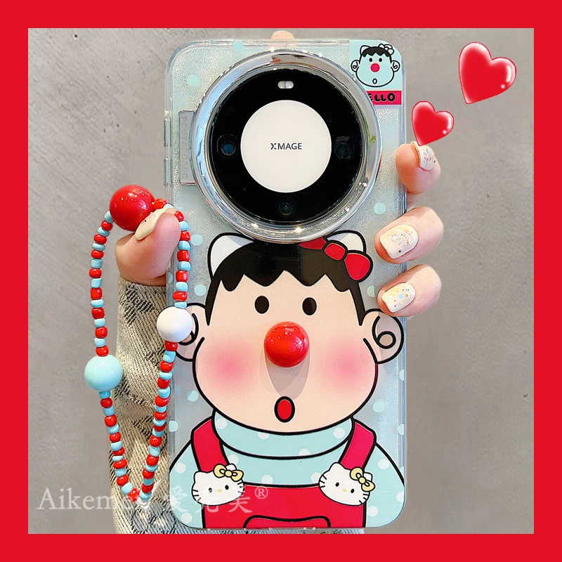 适用华为mate60pro+手机壳mate50e背带裤胖虎mate40pro立体红鼻子